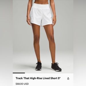 Lululemon white tracker 5” inseam shorts size 10